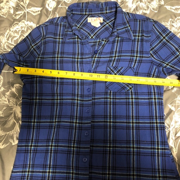 Ocean Pacific OP Sz L 11/13 blue flannel long - Picture 7 of 13